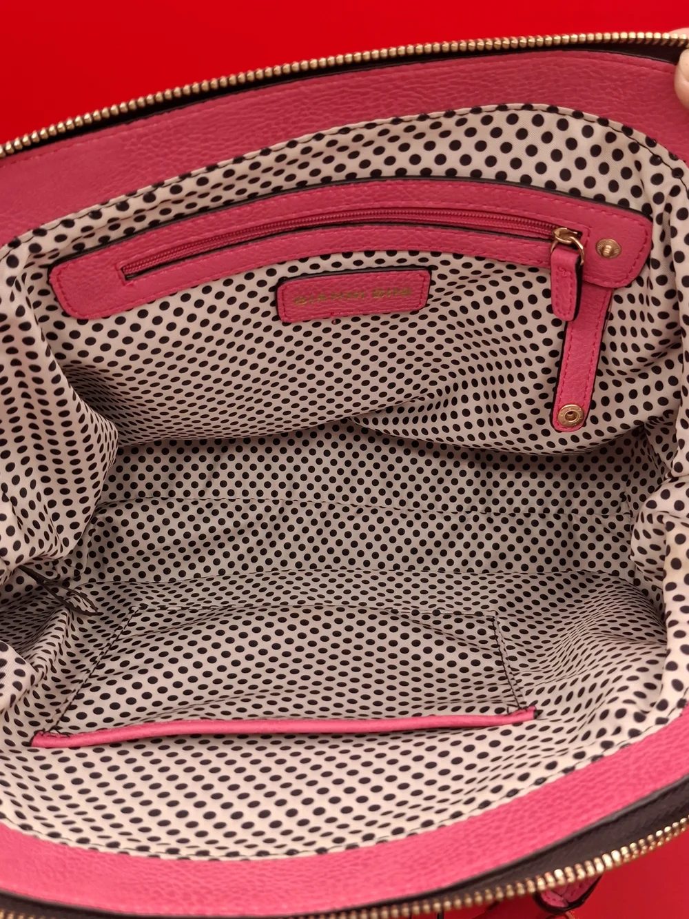 Gianni Bini Hot Pink Structured Satchel with Gold Charm